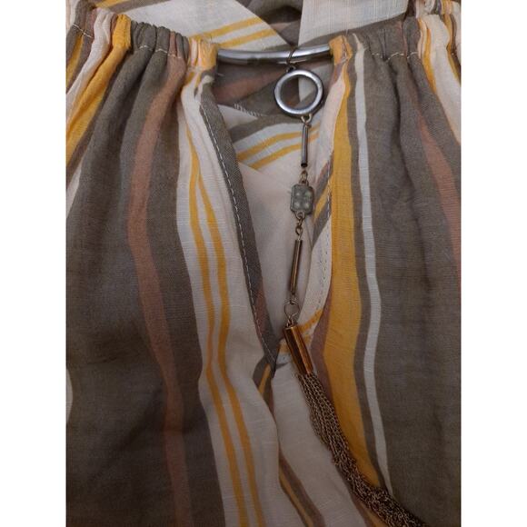 MLLE GABRIELLE 2X Stripe Layered High Low Sleeveless Midi Summer Dress Lined - Picture 5 of 7